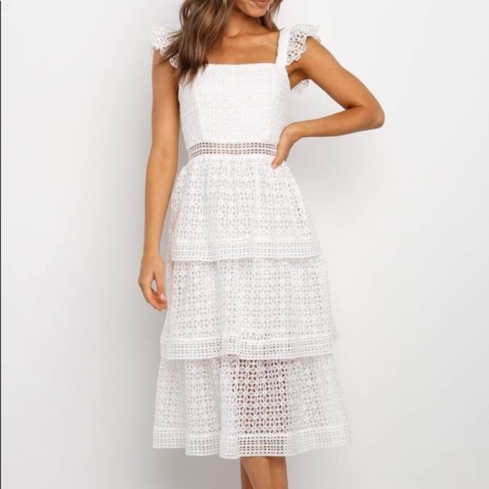 Petal & Pup white eyelet ruffle midi dress